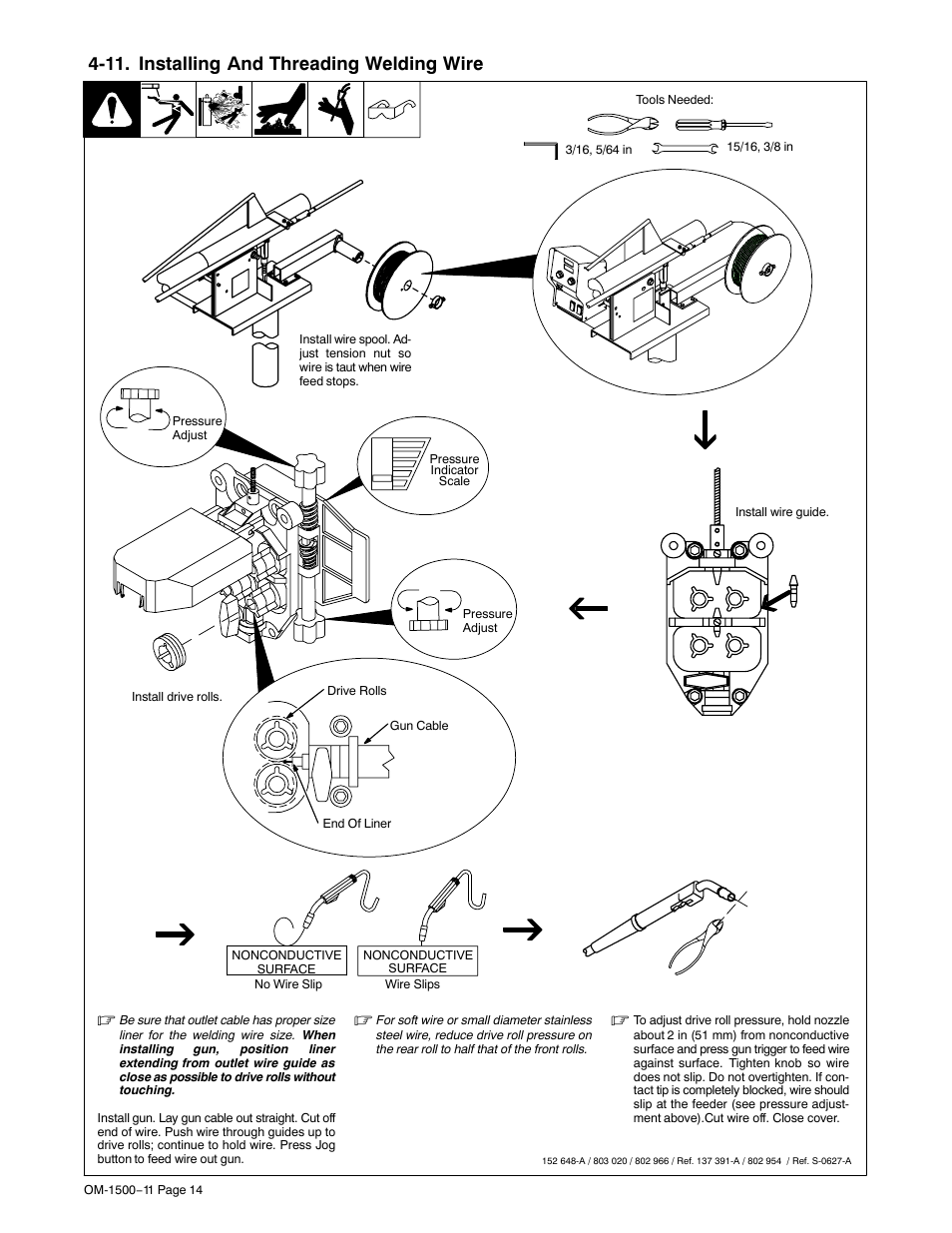 11. installing and threading welding wire | Miller Electric SS-74S12 User Manual | Page 18 / 40