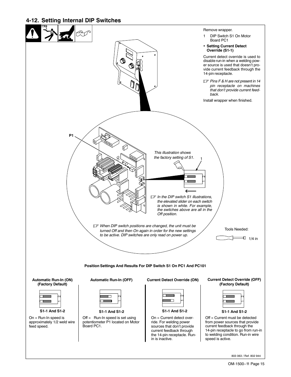 12. setting internal dip switches | Miller Electric SS-74S12 User Manual | Page 19 / 40