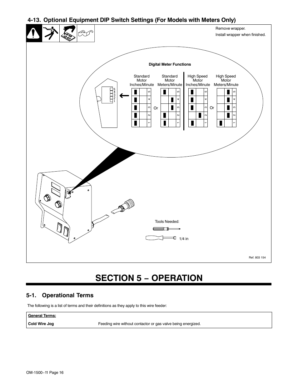Section 5 − operation, 1. operational terms | Miller Electric SS-74S12 User Manual | Page 20 / 40