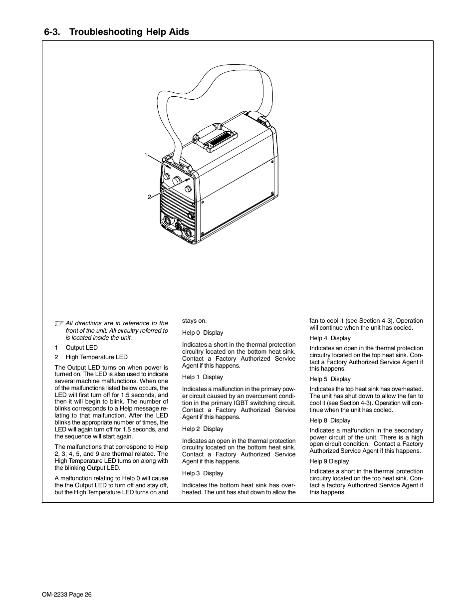 4. troubleshooting, See section 6-3, 3. troubleshooting help aids | Miller Electric Maxstar 200 STR User Manual | Page 32 / 56