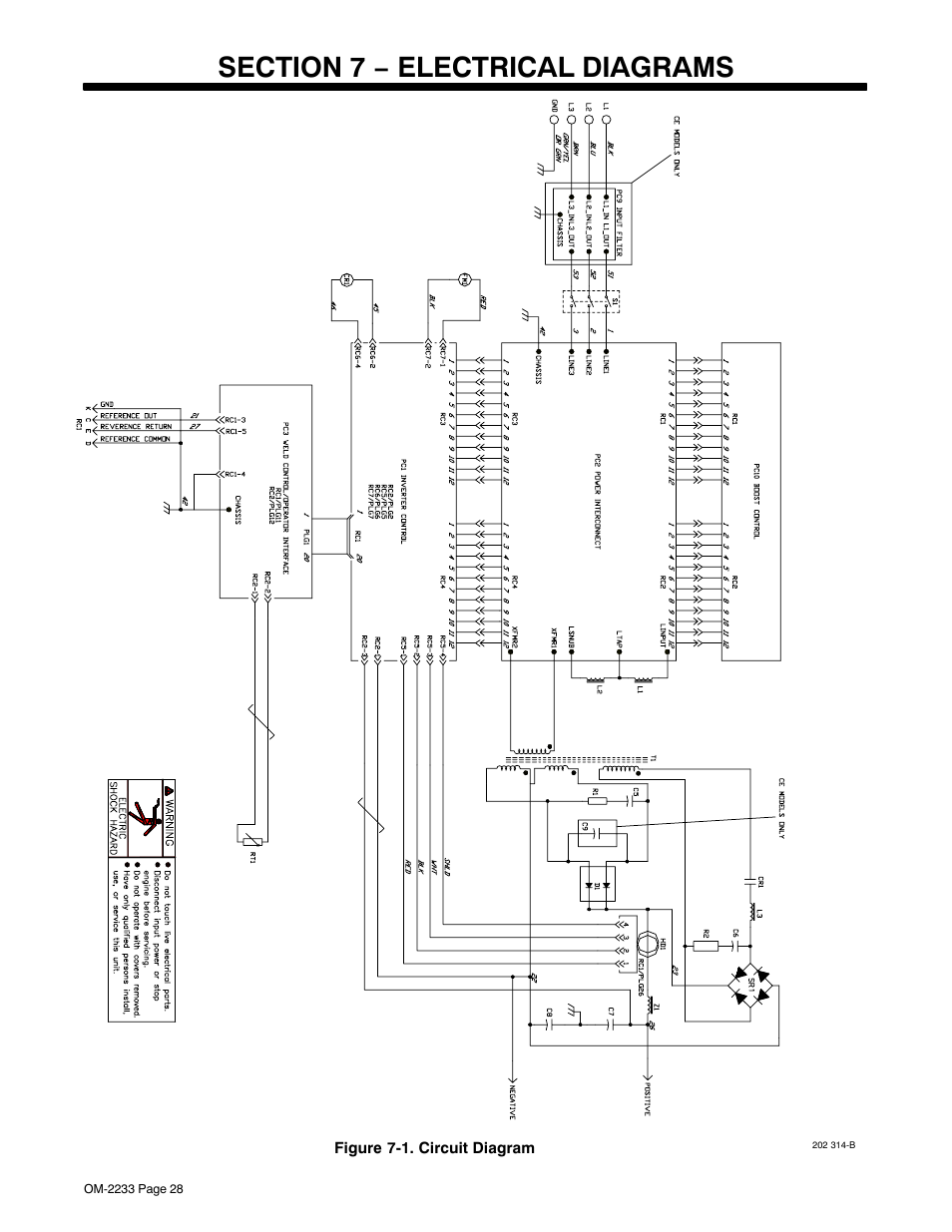 Section 7 − electrical diagrams | Miller Electric Maxstar 200 STR User Manual | Page 34 / 56