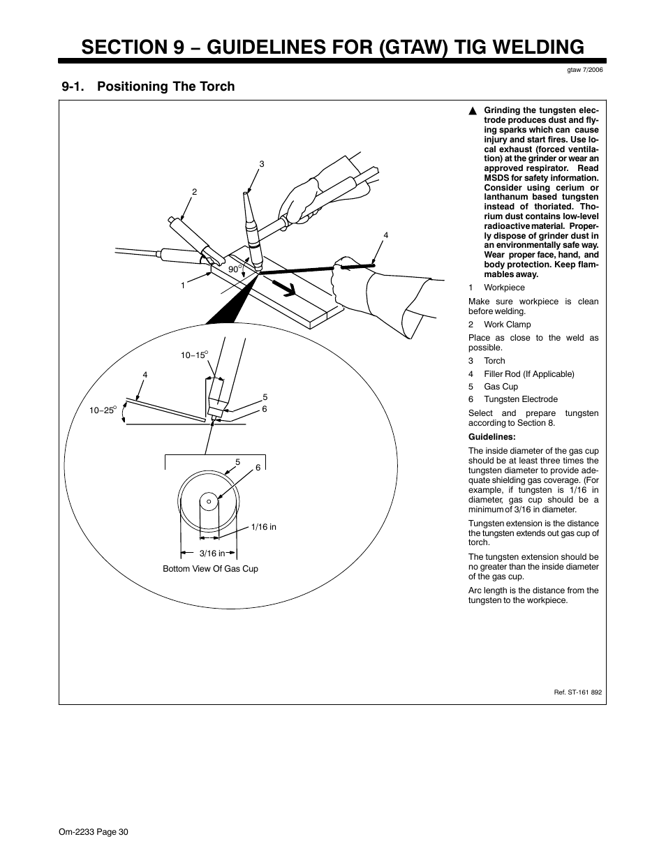 1. positioning the torch | Miller Electric Maxstar 200 STR User Manual | Page 36 / 56