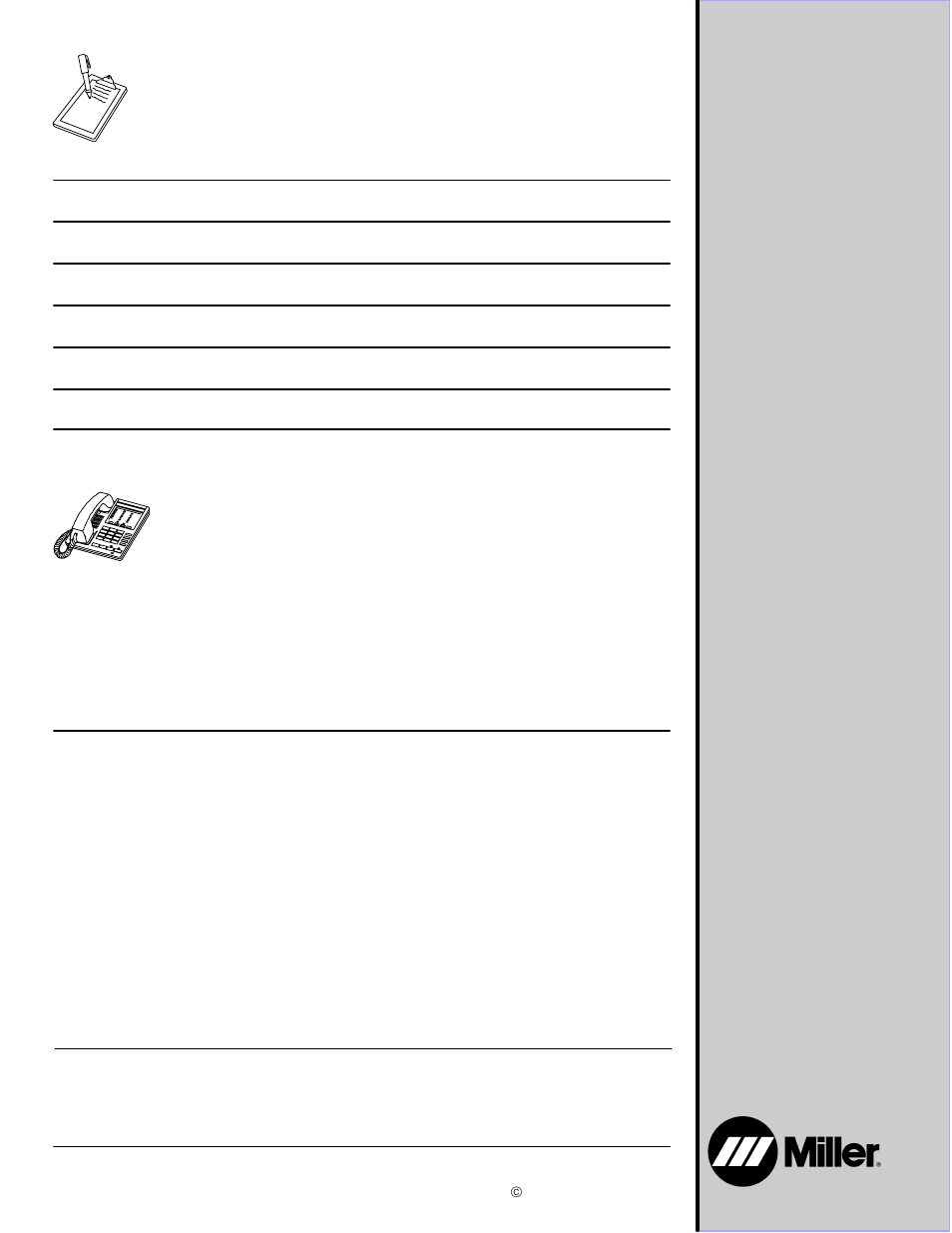 For service owner’s record, Contact a distributor or service agency near you | Miller Electric Auto-Axcess 450 User Manual | Page 68 / 68