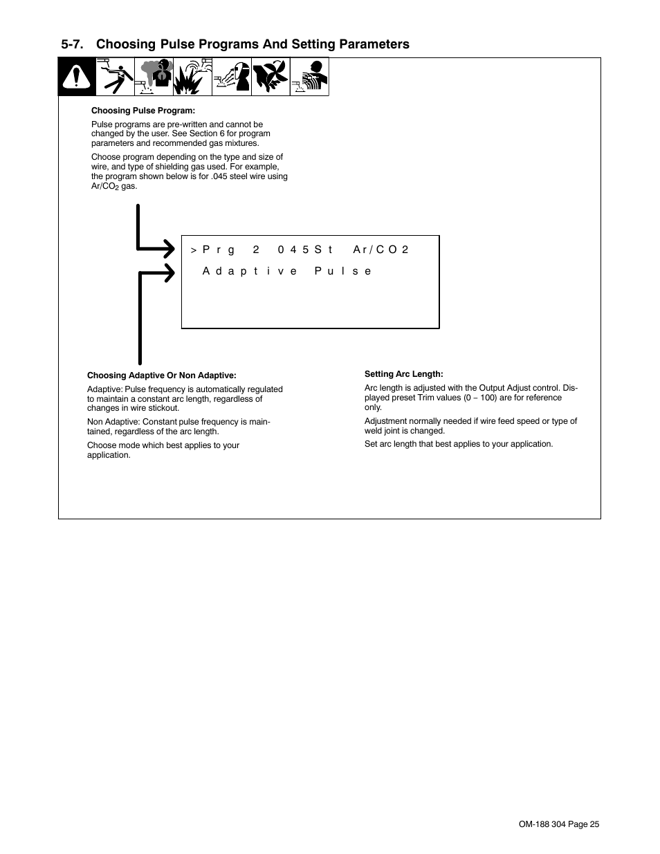 7. choosing pulse programs and setting parameters | Miller Electric 460Volt User Manual | Page 29 / 48