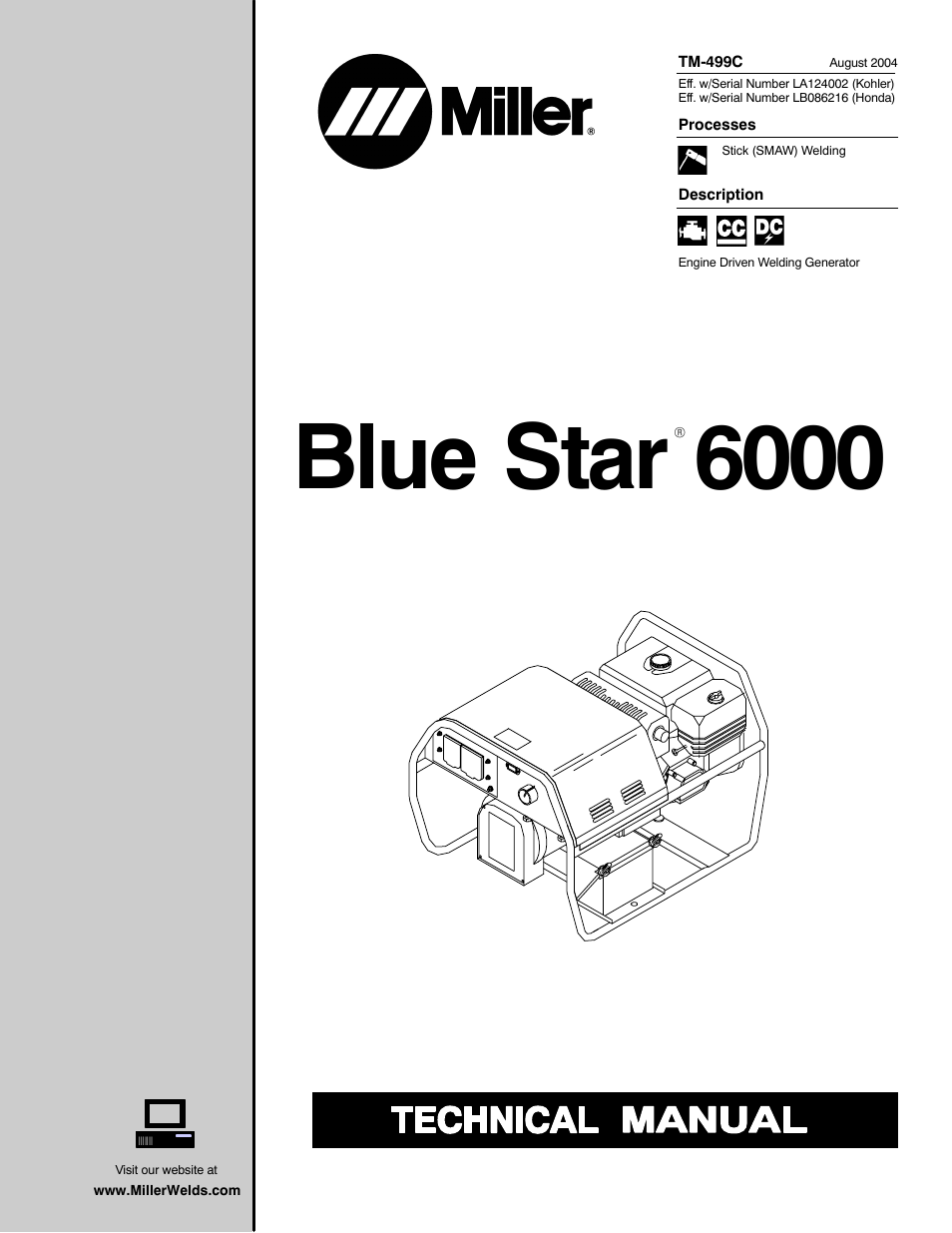 Miller Electric BLUE STAR 6000 TM-499C User Manual | 80 pages