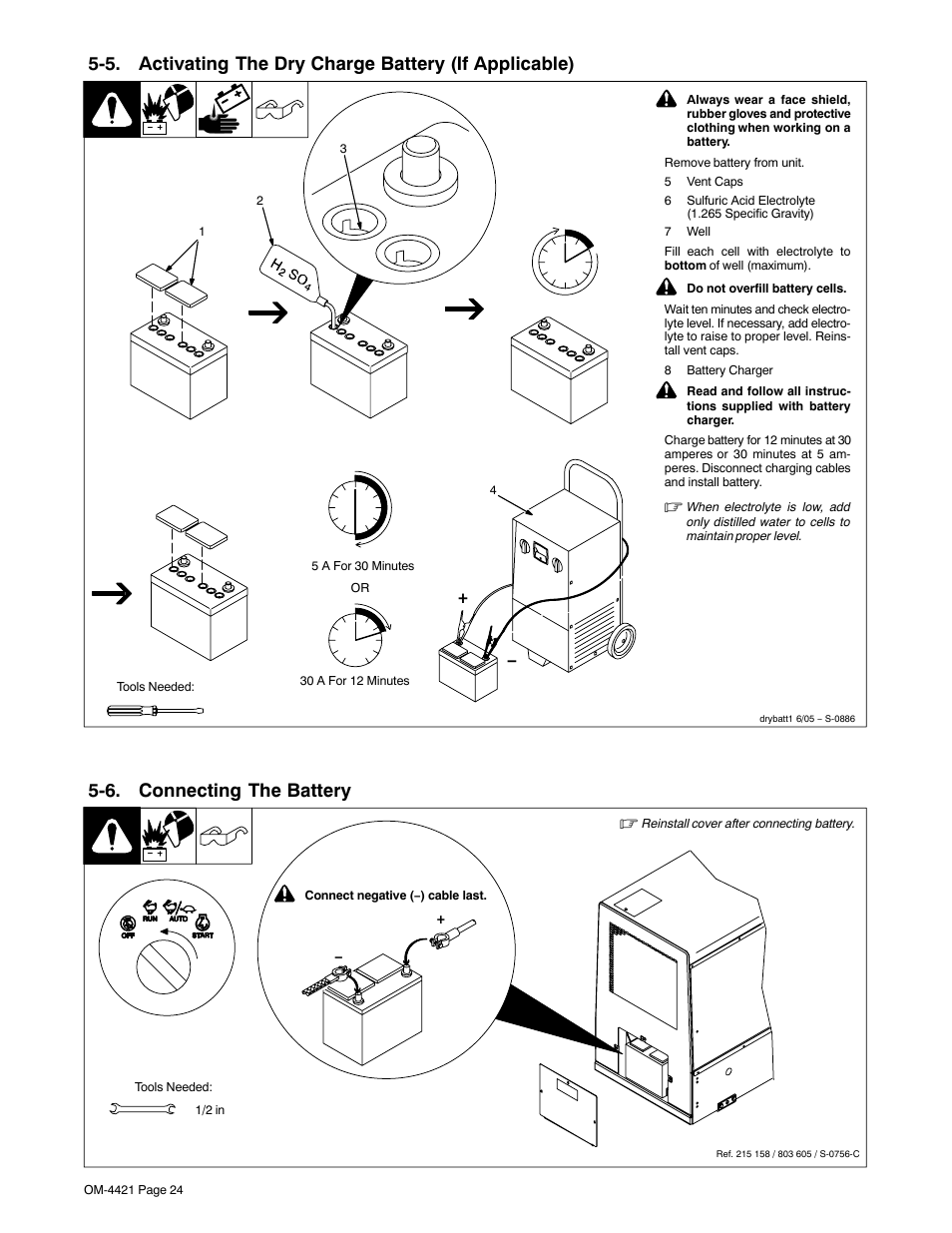 6. connecting the battery | Miller Electric 400P User Manual | Page 30 / 96