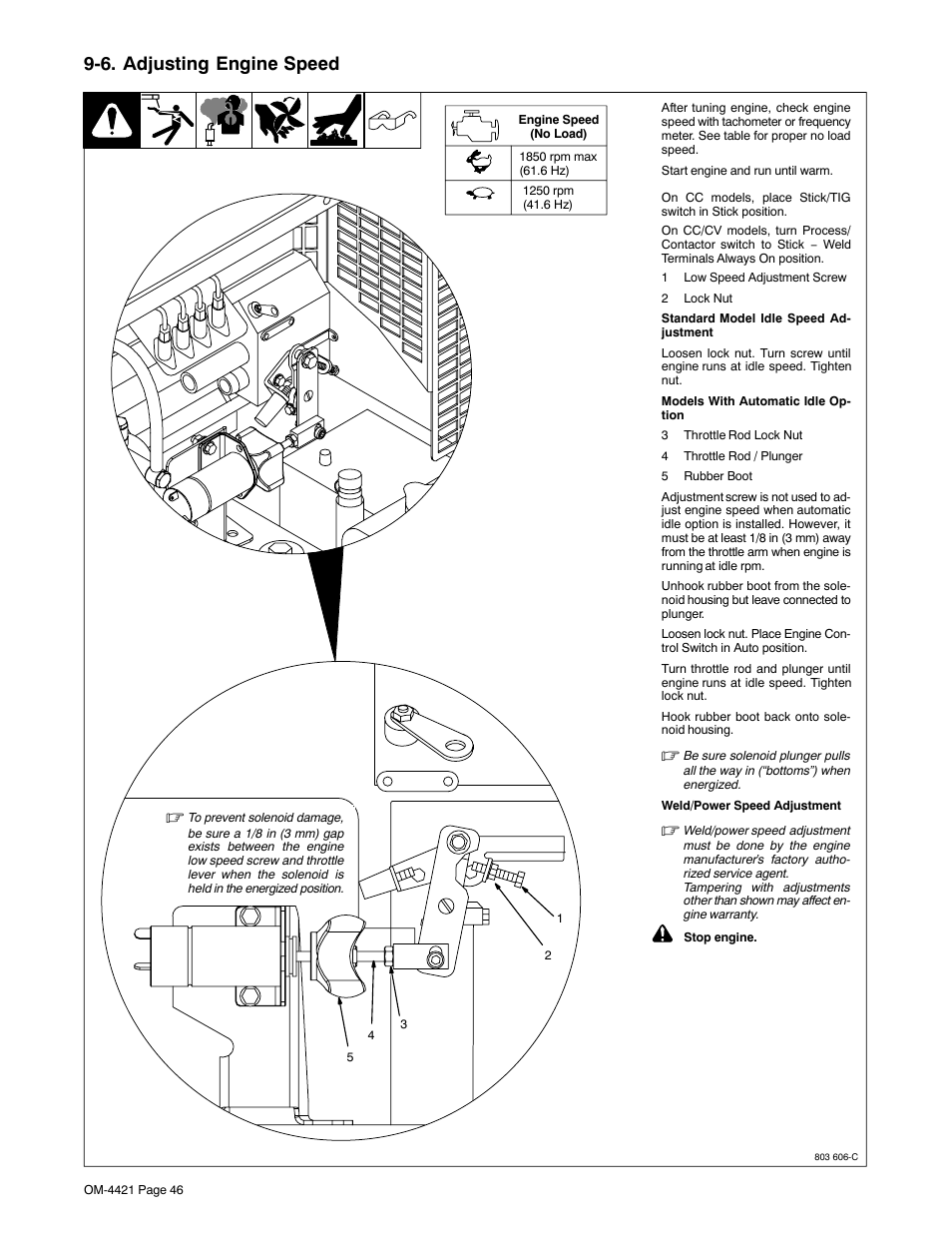 6. adjusting engine speed | Miller Electric 400P User Manual | Page 52 / 96