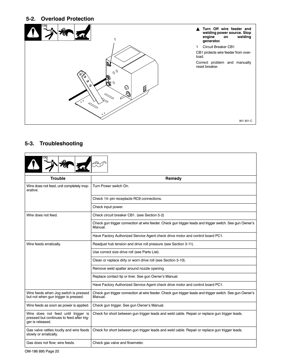 2. overload protection, 3. troubleshooting | Miller Electric I-22A & I-24A User Manual | Page 24 / 36