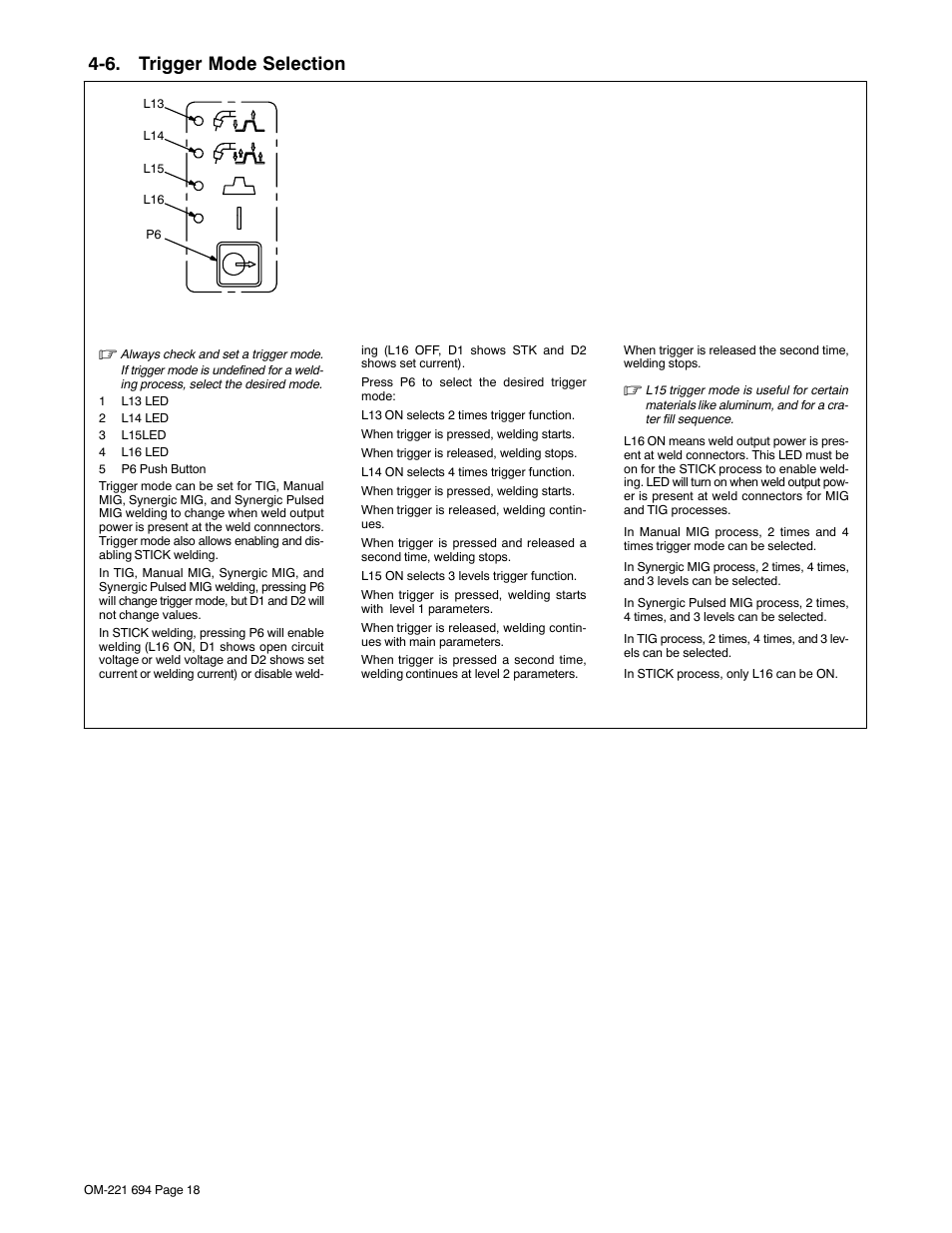 6. trigger mode selection | Miller Electric XMC 4000 User Manual | Page 22 / 44