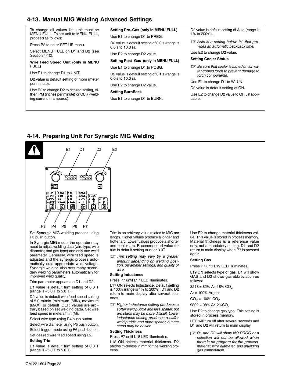 13. manual mig welding advanced settings, 14. preparing unit for synergic mig welding | Miller Electric XMC 4000 User Manual | Page 26 / 44