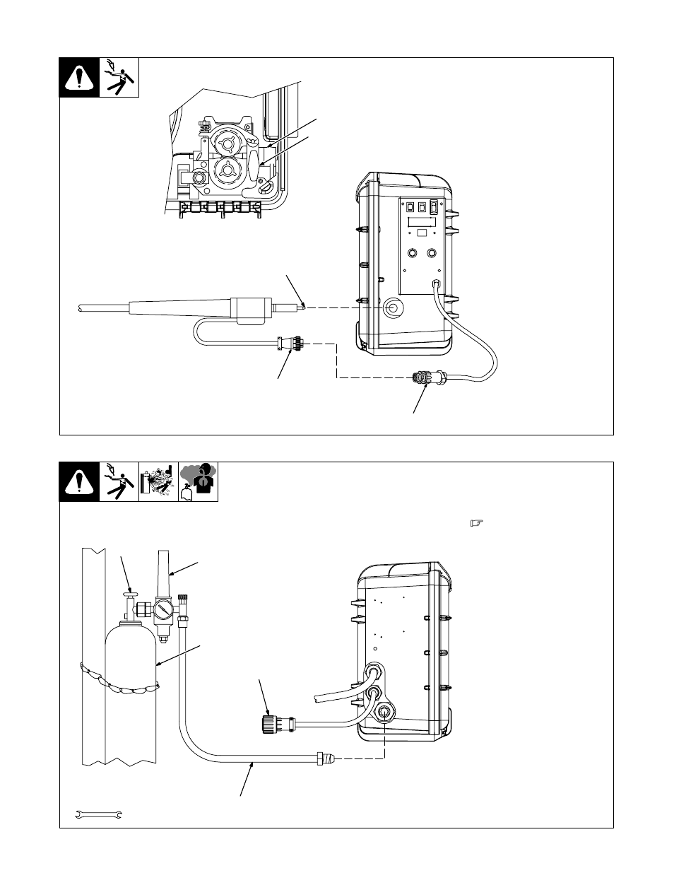Connecting welding gun, Connecting shielding gas, 7. connecting welding gun | 8. connecting shielding gas | Miller Electric UWF-SC12RC User Manual | Page 14 / 28