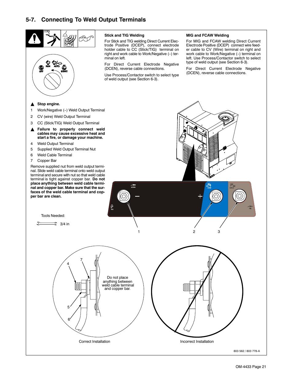 7. connecting to weld output terminals | Miller Electric Big Blue 300 P User Manual | Page 25 / 72