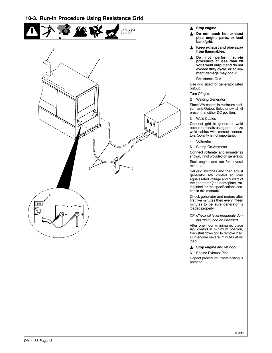 3. run-in procedure using resistance grid | Miller Electric Big Blue 300 P User Manual | Page 52 / 72