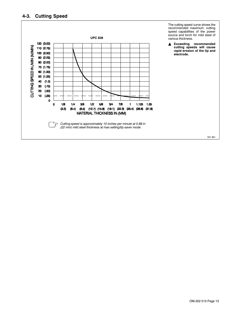 3. cutting speed | Miller Electric UPC 838 User Manual | Page 17 / 36