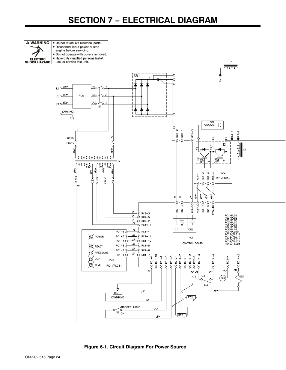 Section 7 − electrical diagram | Miller Electric UPC 838 User Manual | Page 28 / 36