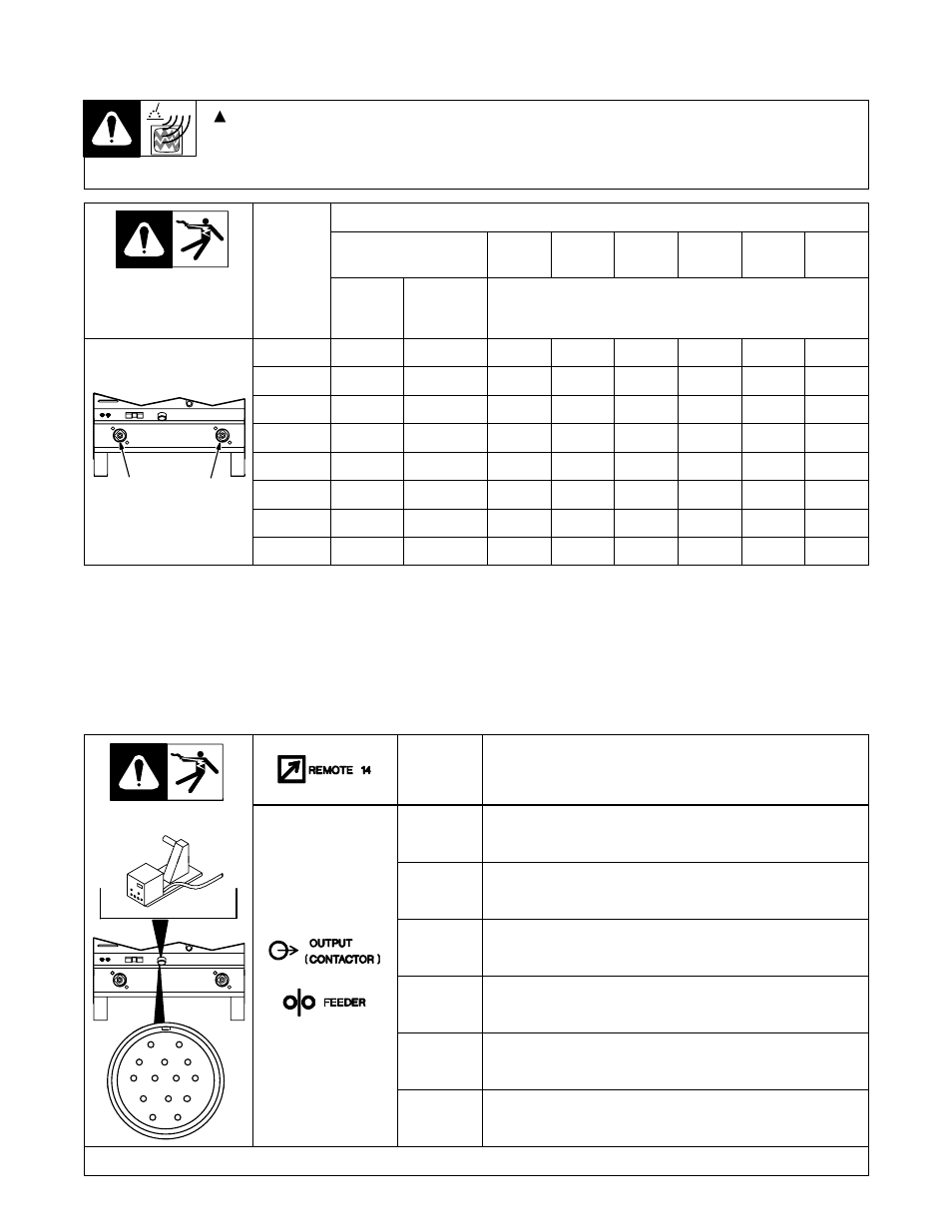 8. weld output terminals and selecting cable sizes, 9. remote 14 receptacle information | Miller Electric CP-202 User Manual | Page 18 / 28