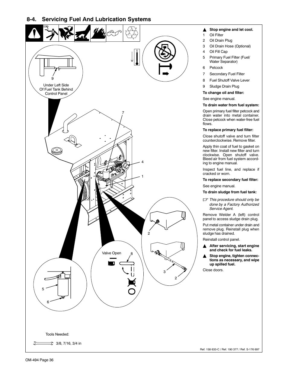 4. servicing fuel and lubrication systems, Section 8-4 | Miller Electric Miller DU-OP User Manual | Page 40 / 76