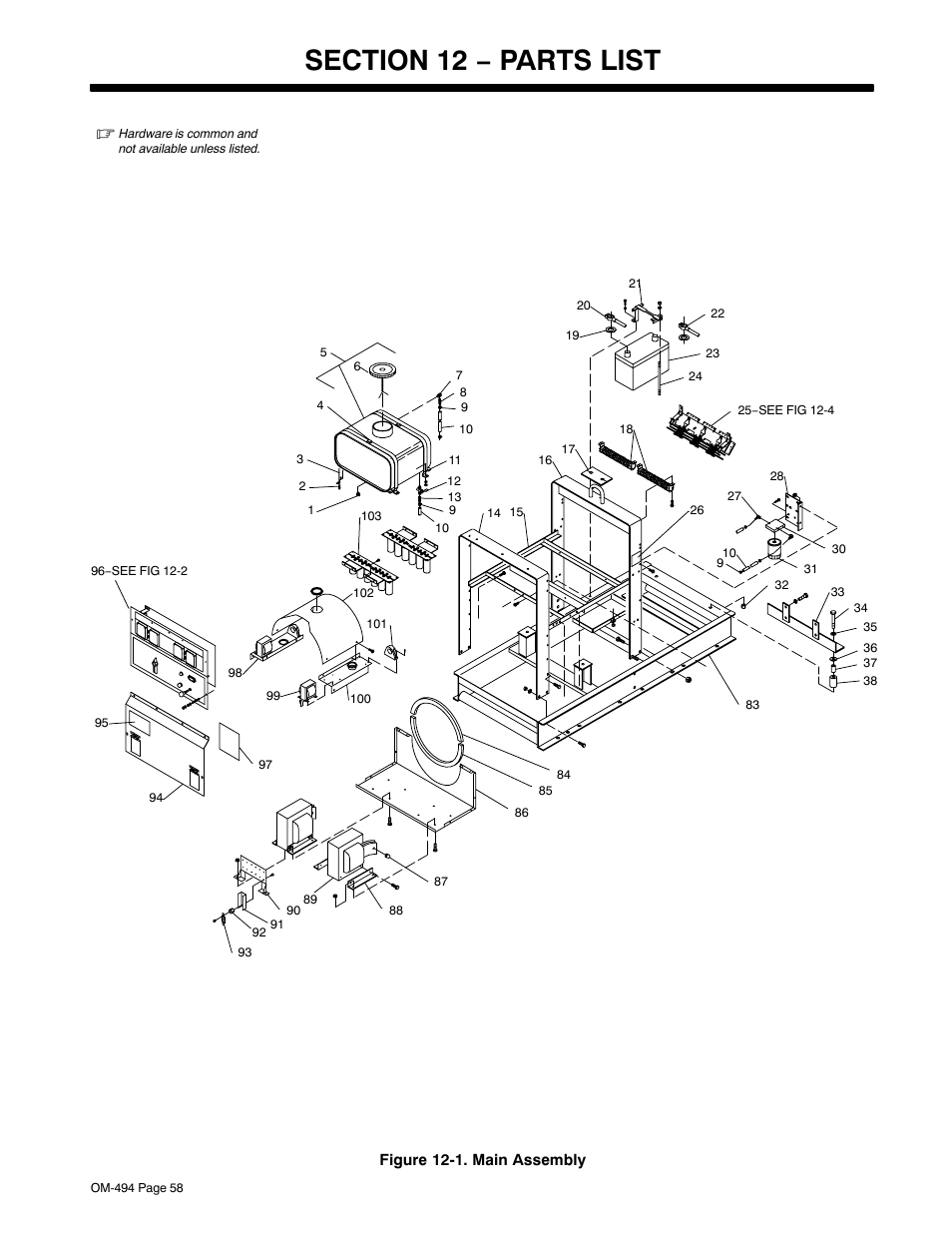 Section 12 − parts list | Miller Electric Miller DU-OP User Manual | Page 62 / 76