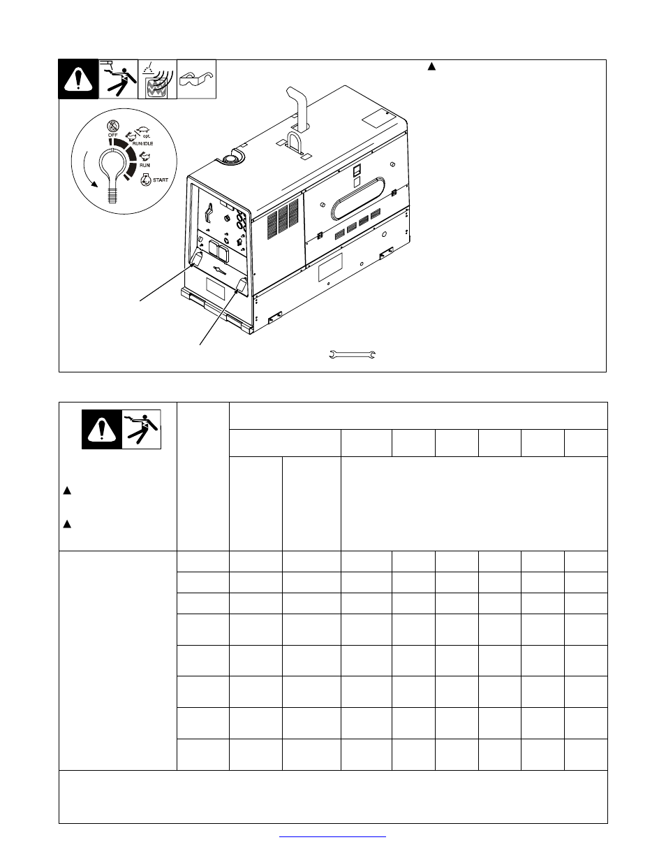 Connecting to weld output terminals, Selecting weld cable sizes, 8. connecting to weld output terminals | 9. selecting weld cable sizes | Miller Electric Big Blue 452P User Manual | Page 33 / 96