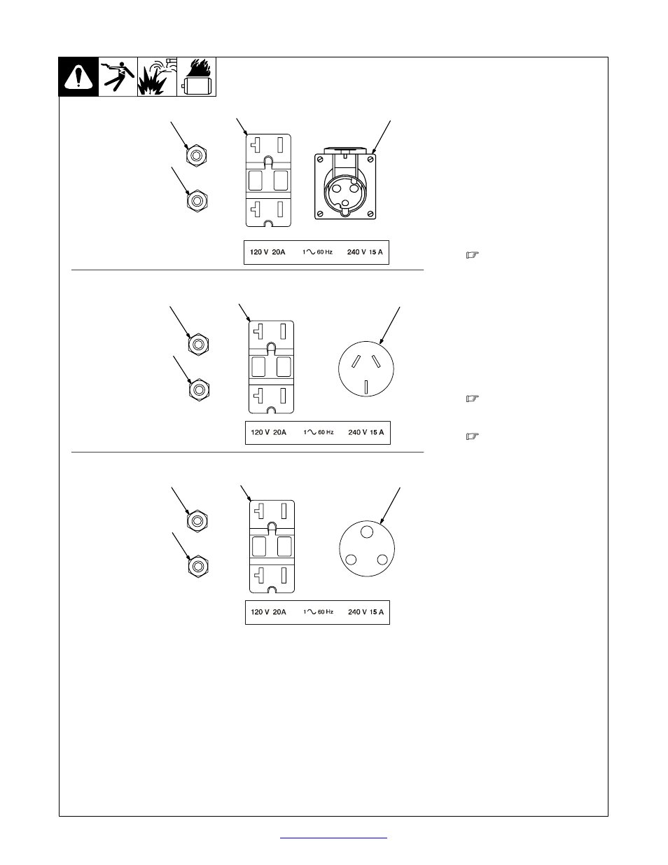 Optional generator power receptacles, 3. optional generator power receptacles | Miller Electric Big Blue 452P User Manual | Page 46 / 96