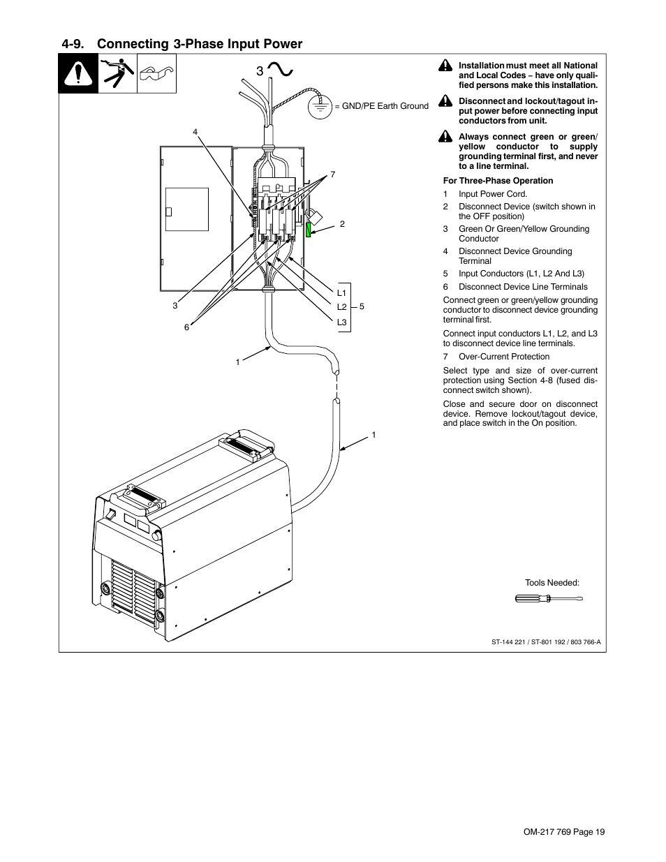 9. connecting 3-phase input power | Miller Electric XMT 400 User Manual | Page 23 / 36