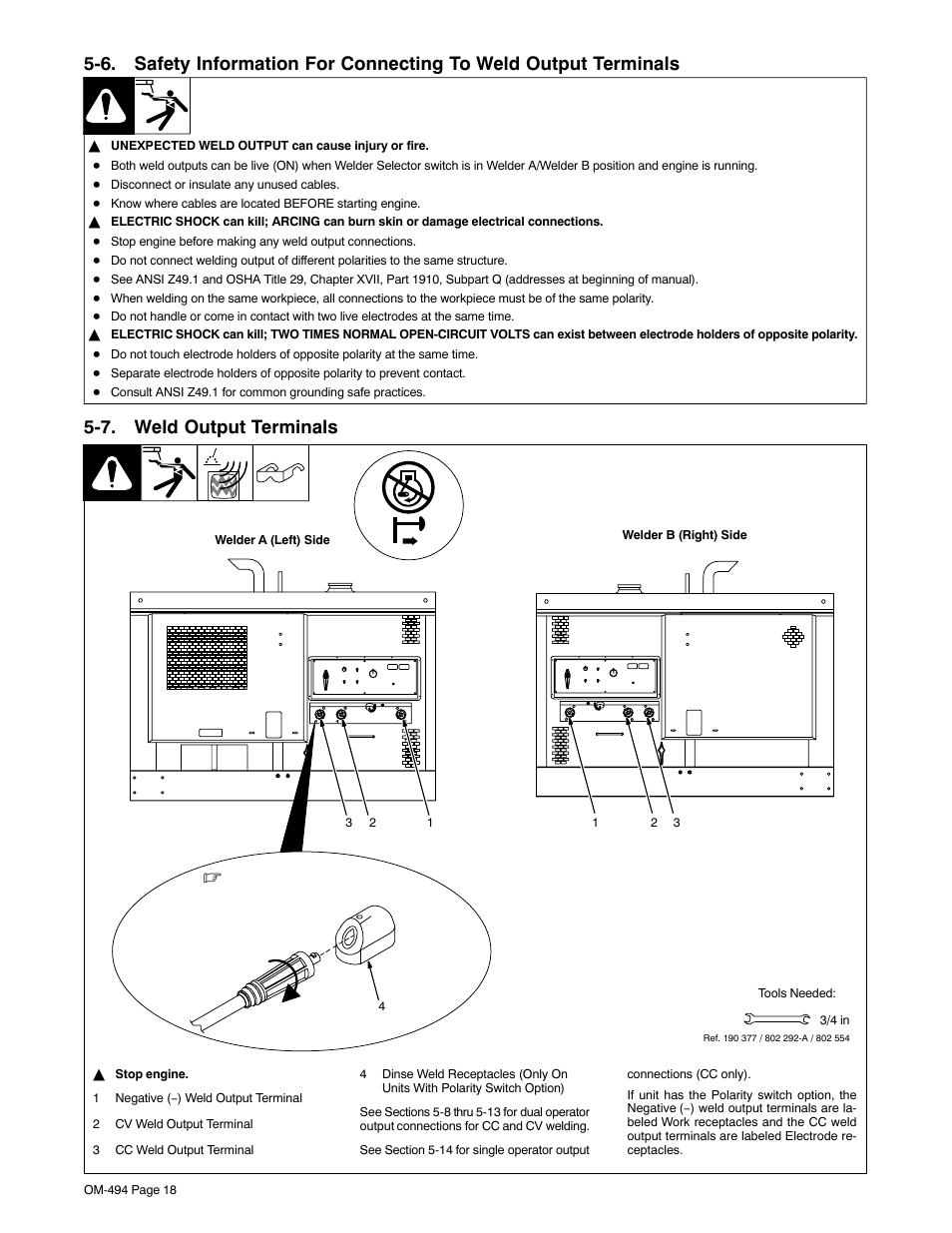 7. weld output terminals | Miller Electric OM-494 User Manual | Page 22 / 76