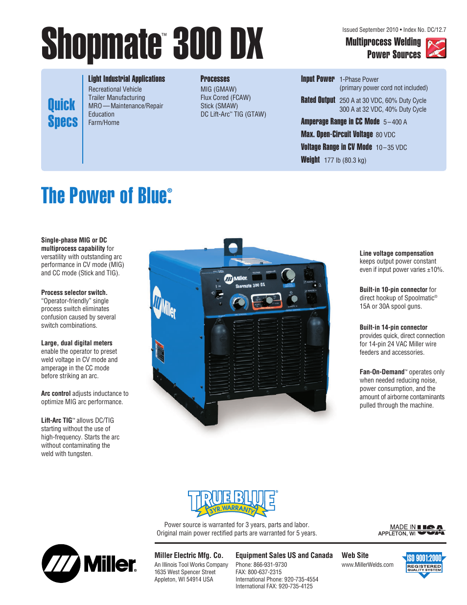 Miller Electric Shopmate Series User Manual | 8 pages