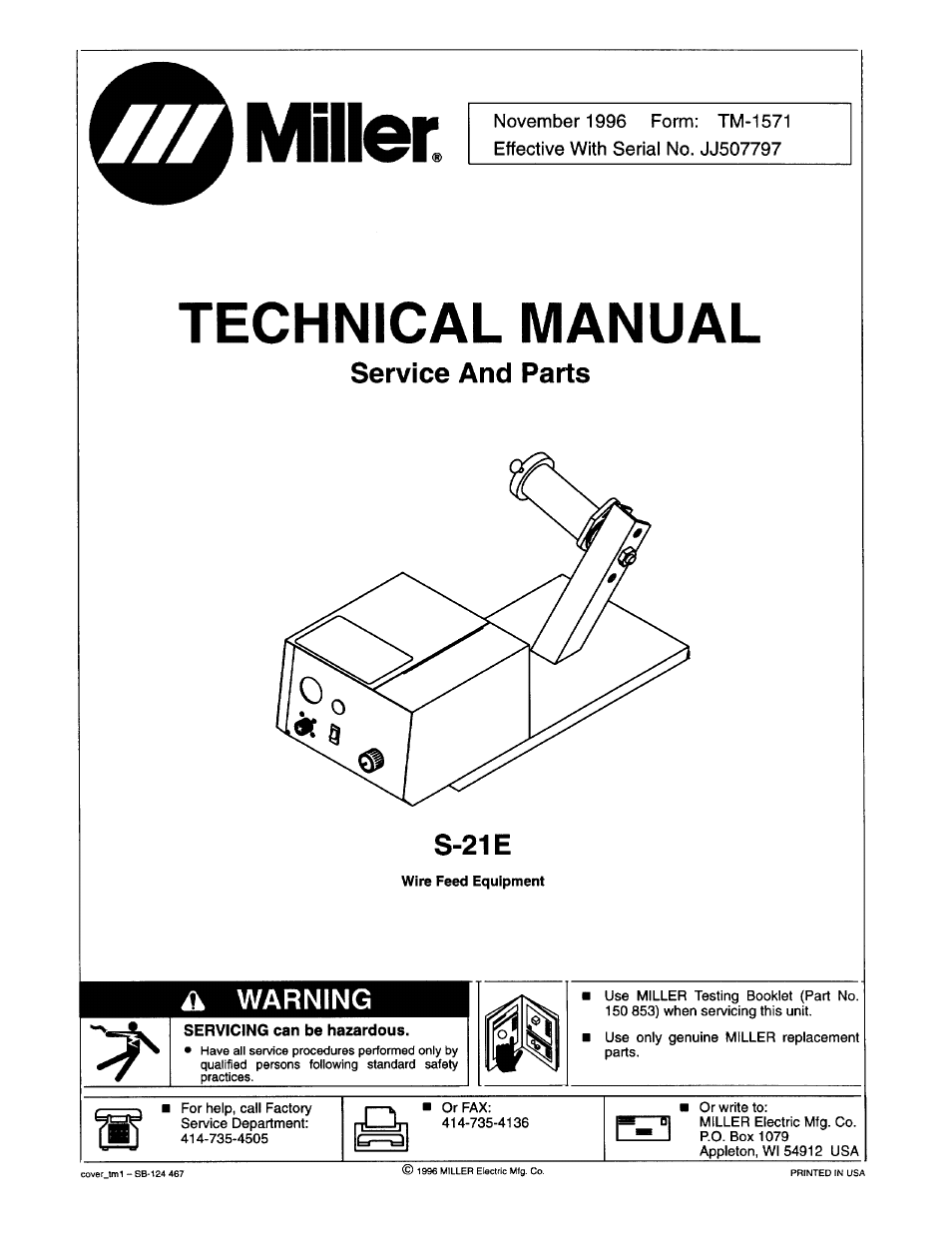 Miller Electric S-21E User Manual | 48 pages