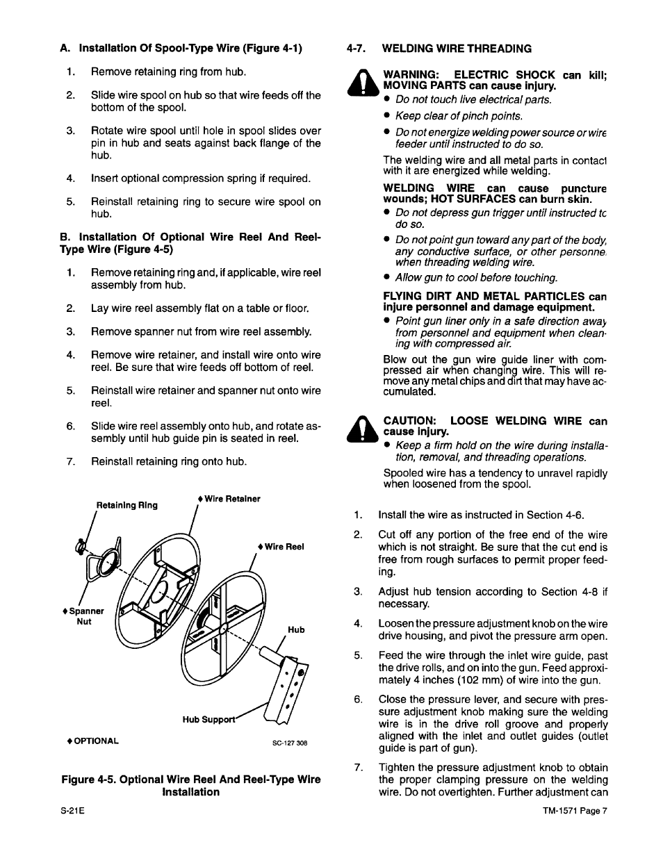 7. welding wire threading | Miller Electric S-21E User Manual | Page 11 / 48