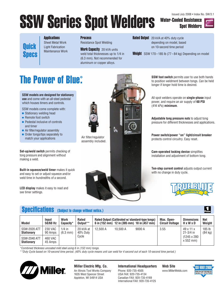 Miller Electric SW3 User Manual | 4 pages