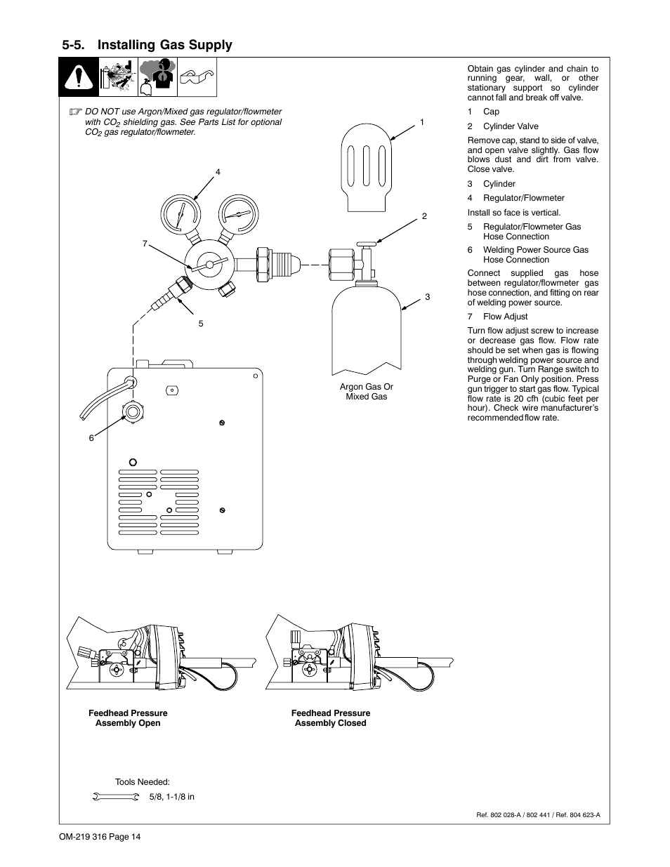 5. installing gas supply | Miller Electric H-10 User Manual | Page 18 / 48