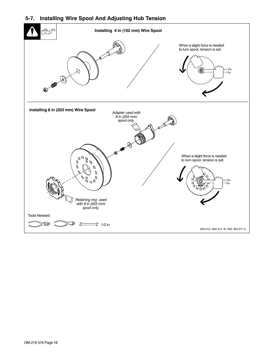7. installing wire spool and adjusting hub tension | Miller Electric H-10 User Manual | Page 20 / 48