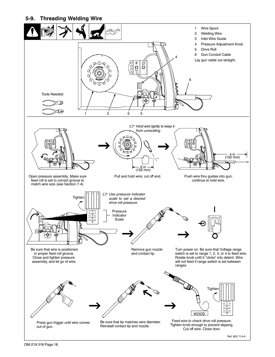 9. threading welding wire | Miller Electric H-10 User Manual | Page 22 / 48