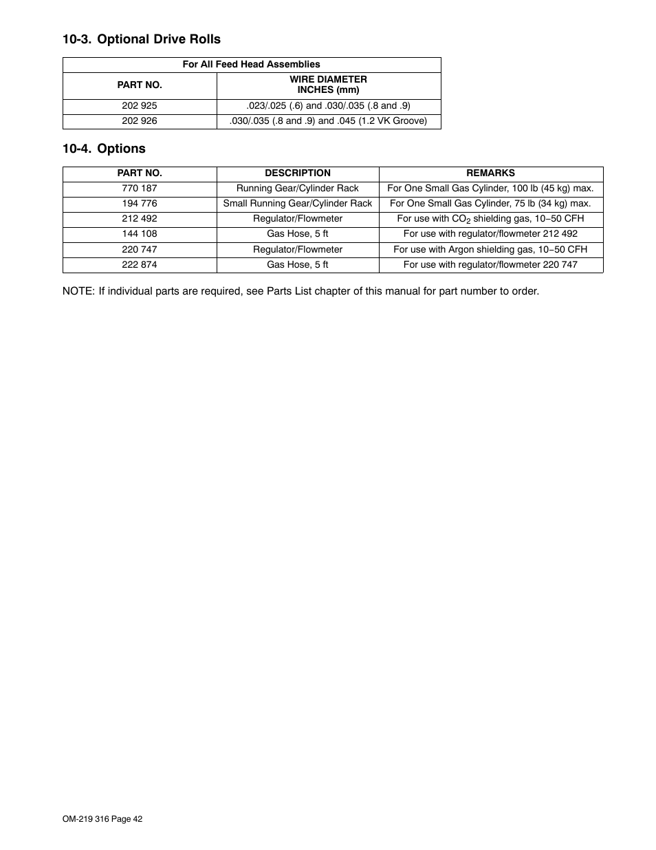 3. optional drive rolls, 4. options | Miller Electric H-10 User Manual | Page 46 / 48