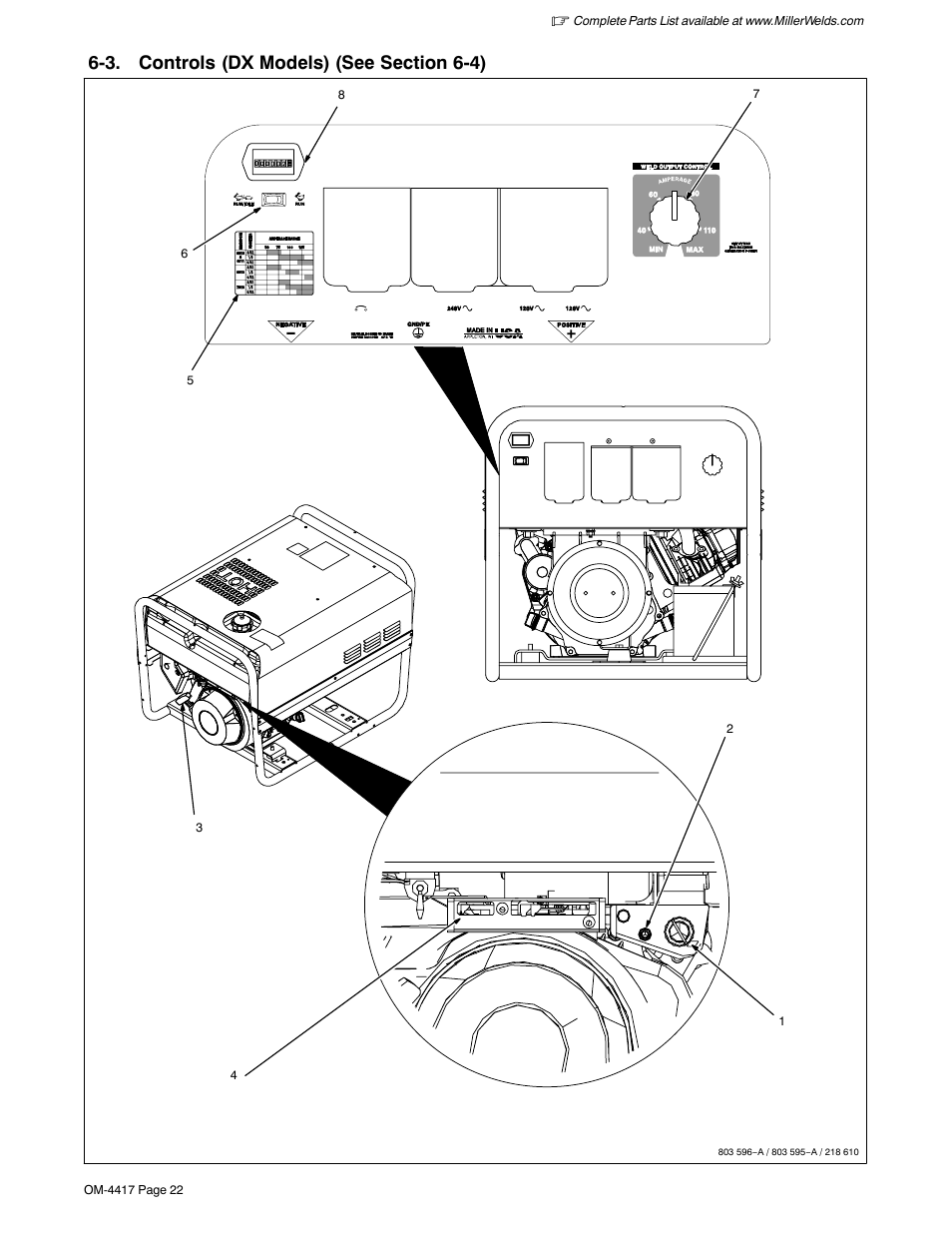 3. controls (dx models) (see section 6-4) | Miller Electric 145 DXR User Manual | Page 26 / 54