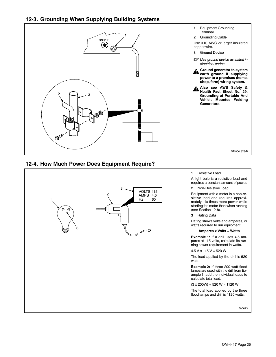 3. grounding when supplying building systems, 4. how much power does equipment require | Miller Electric 145 DXR User Manual | Page 39 / 54