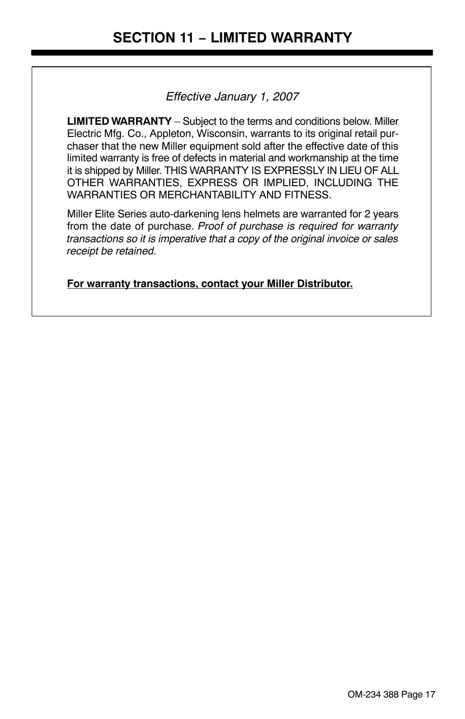 Section 1 | Miller Electric Digital Elitet User Manual | Page 19 / 20