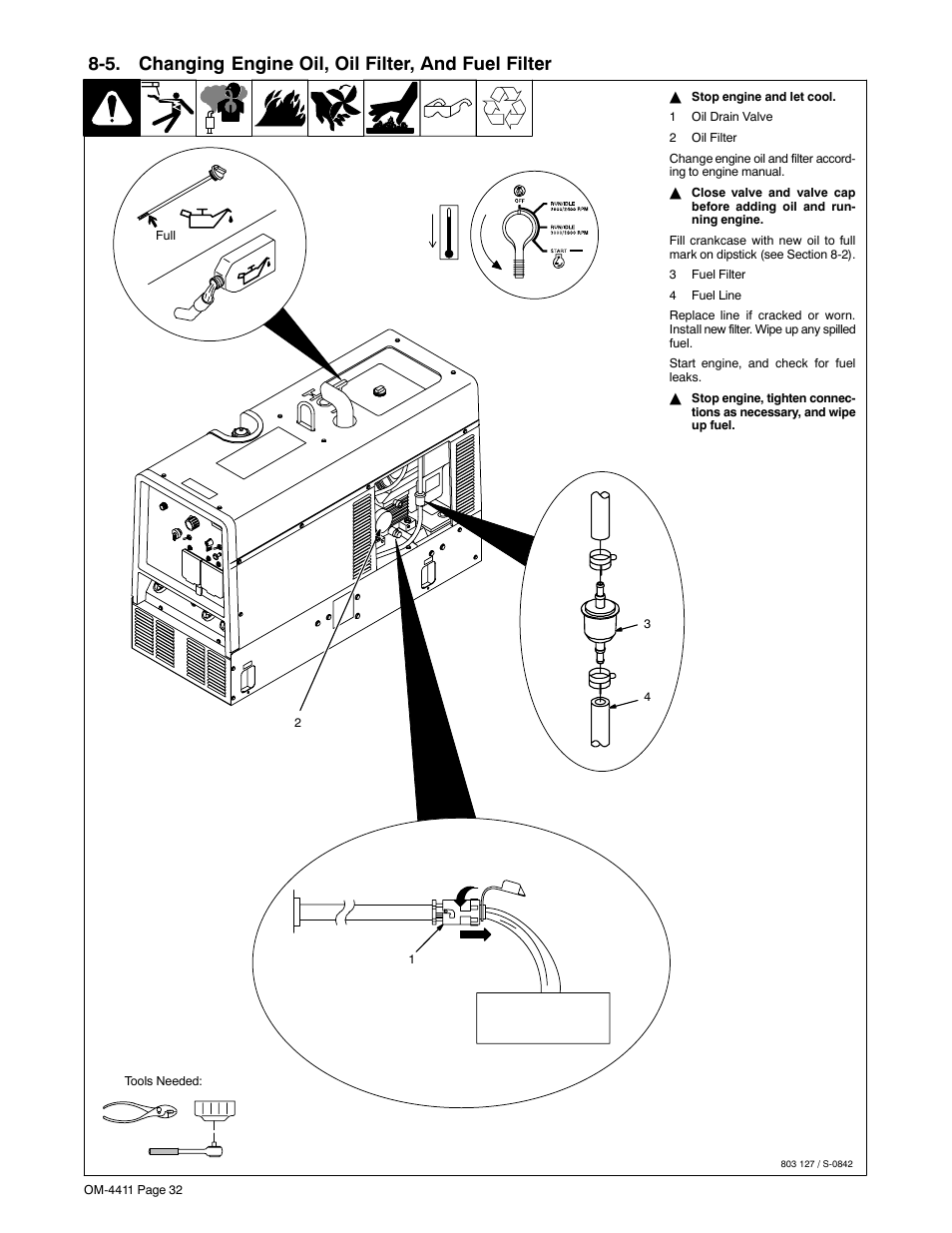 Section 8-5, 5 and maintenance label | Miller Electric 301 G User Manual | Page 36 / 60