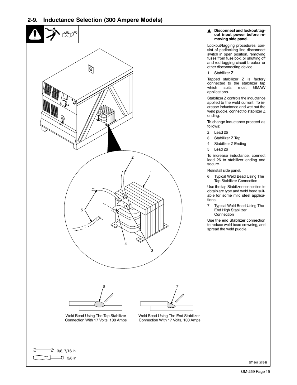9. inductance selection (300 ampere models) | Miller Electric CP-252TS User Manual | Page 19 / 36