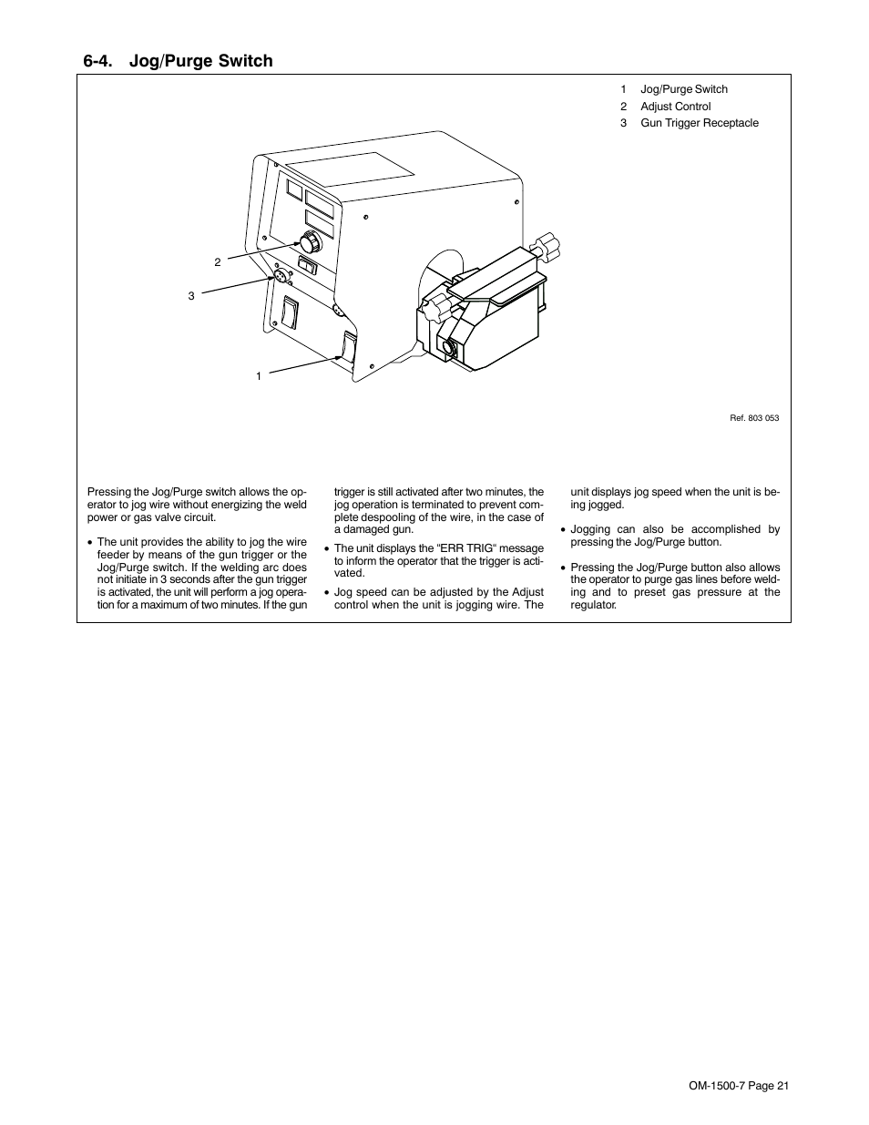 4. jog/purge switch | Miller Electric D-74DX User Manual | Page 25 / 48