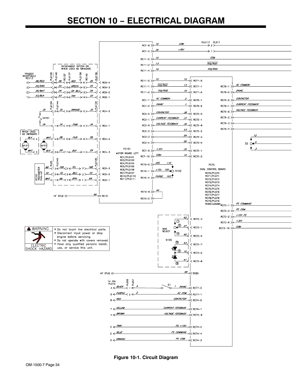 Section 10 − electrical diagram | Miller Electric D-74DX User Manual | Page 38 / 48