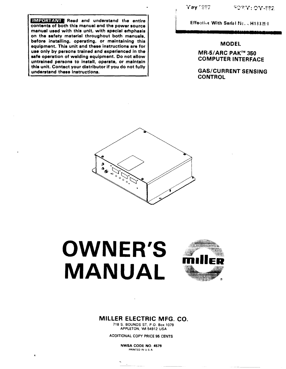 Miller Electric MR-5 User Manual | 51 pages