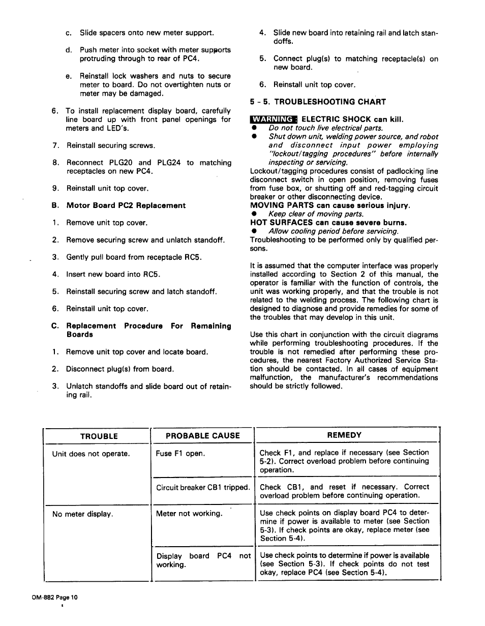 5. troubleshooting chart | Miller Electric MR-5 User Manual | Page 23 / 51