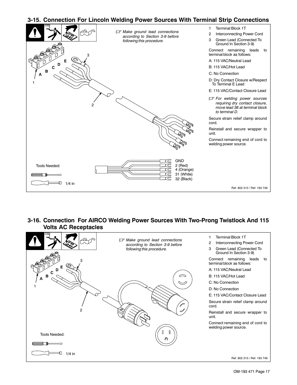 Receptacles | Miller Electric R-115 User Manual | Page 21 / 36