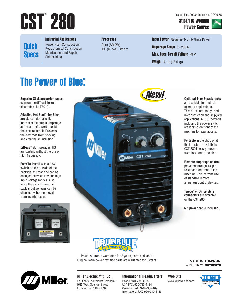 Miller Electric CST 280 User Manual | 4 pages
