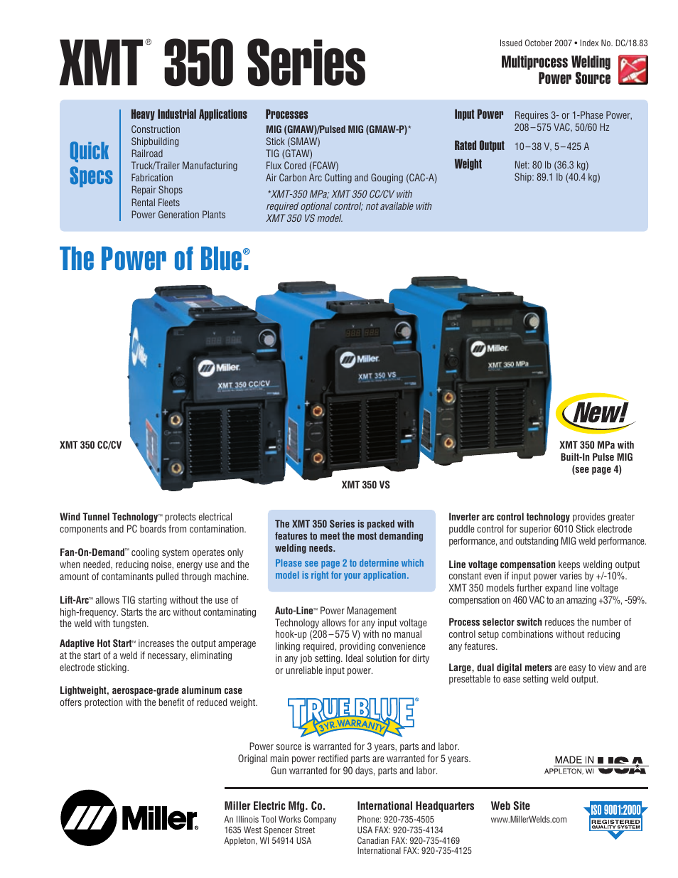 Miller Electric XMT 350 Series User Manual | 8 pages