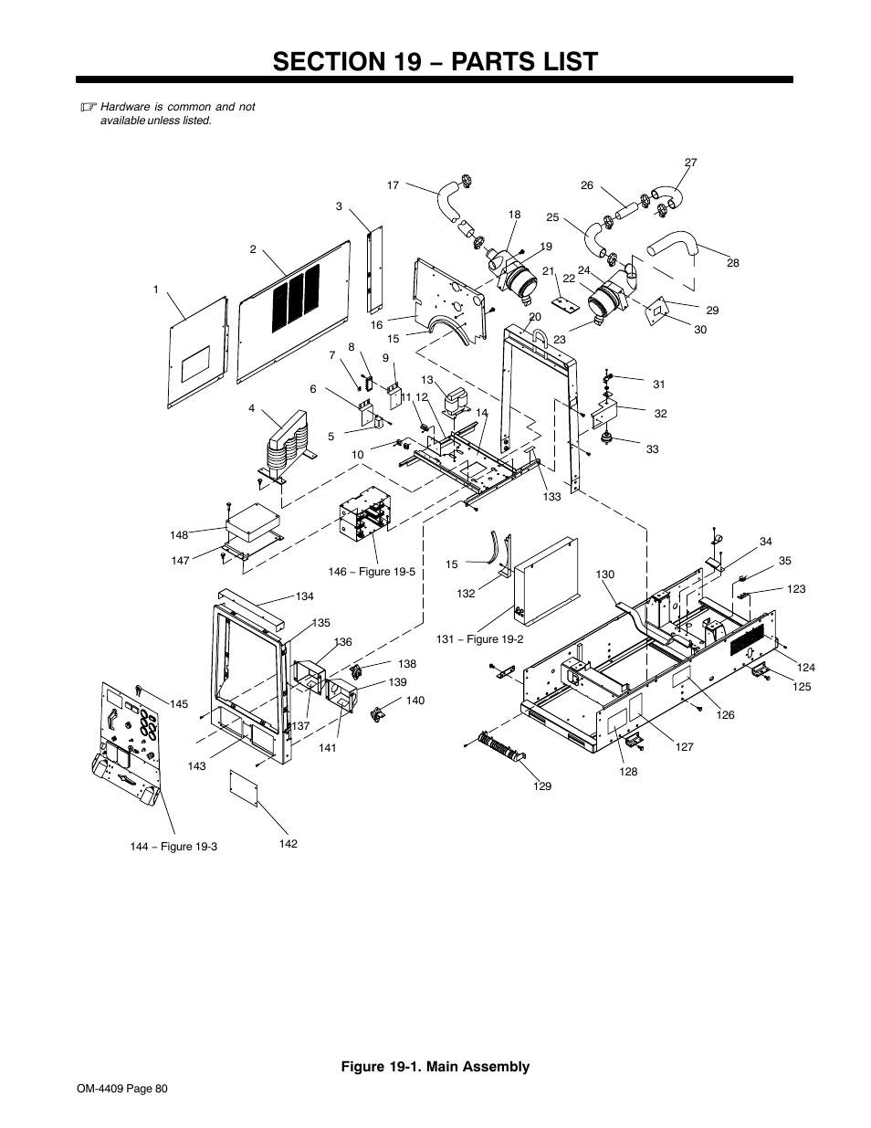 Section 19 − parts list | Miller Electric OM-4409 User Manual | Page 84 / 102