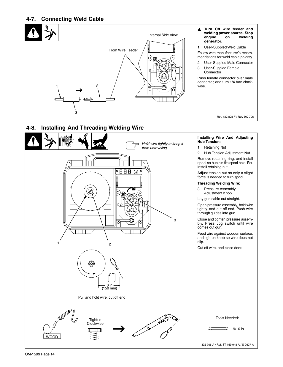 7. connecting weld cable, 8. installing and threading welding wire | Miller Electric SuitCase 8VS User Manual | Page 18 / 32