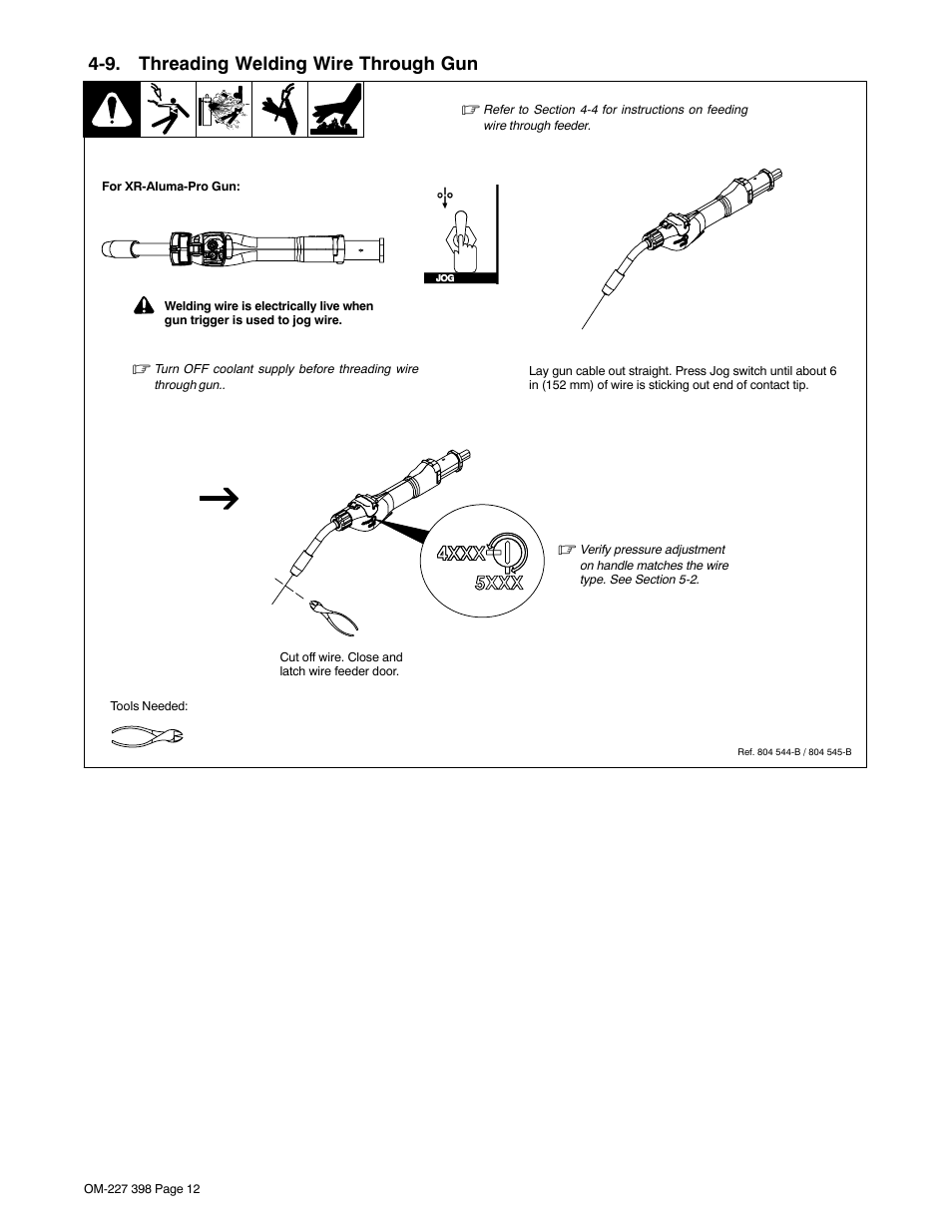 9. threading welding wire through gun | Miller Electric OM-227 398D User Manual | Page 16 / 36