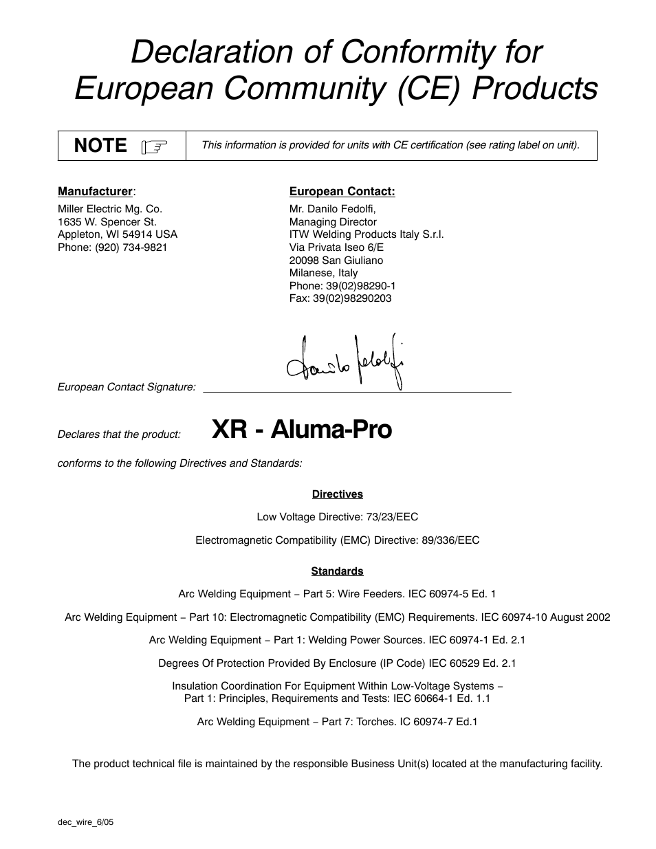 Xr - aluma-pro | Miller Electric OM-227 398D User Manual | Page 4 / 36